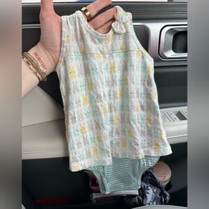 Angel Dear Bunny Print Sleeveless Romper - Yellow, Mint, Gray